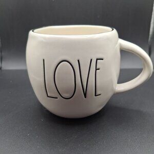Rae Dunn Artisan Collection Love Mug With Double Heart Design Gold Rim